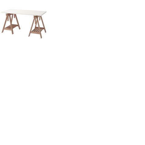 a white table with two wooden legs on it