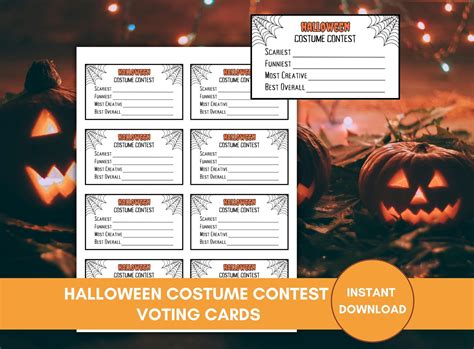 Halloween Costume Contest Voting Cards, Halloween Ballot Template for ...