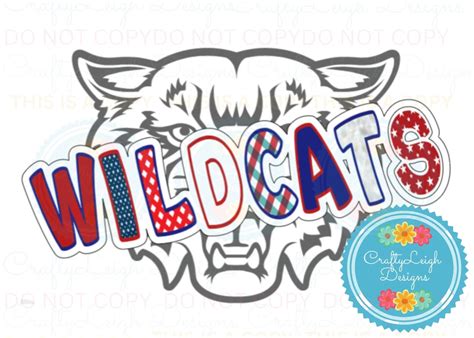 Red and Blue Wildcat Digital File, Red and Blue Patterned Wildcat ...