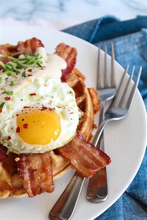 Savory Breakfast Waffles with Maple Cream Sauce