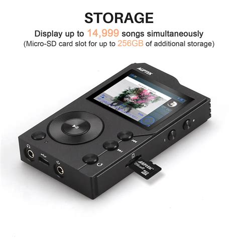 H3 HIFI Bluetooth Digital MP3 Player with 32GB Memory Card, Support Up to 256GB, Black | AGPTEK