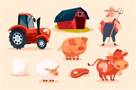 Premium Vector | Cartoon set of farm characters.