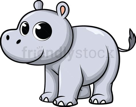 Cute Baby Hippo Cartoon Vector Clipart - FriendlyStock