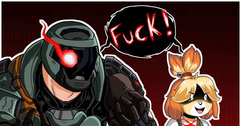 fanart, Doomguy, Animal_crossing_new_horizons / Doom Slayer and Isabelle - pixiv