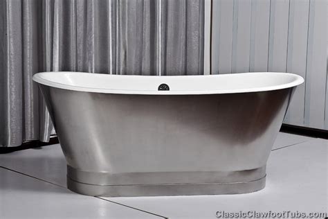 67" Cast Iron Double Ended Stainless Steel Slipper Pedestal Tub ...