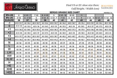 Sergio Grasso Tall Boots Size Chart – Malvern Saddlery