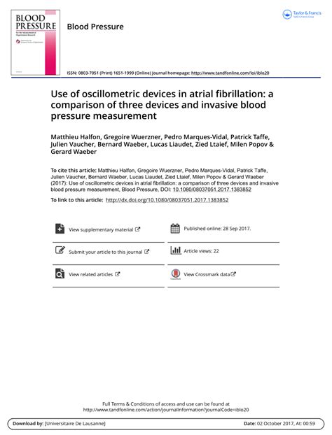 (PDF) Use of oscillometric devices in atrial fibrillation: a comparison of three devices and ...