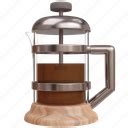 French, press, coffee, drink, shop, beverage, cafe 3D illustration - Download on Iconfinder