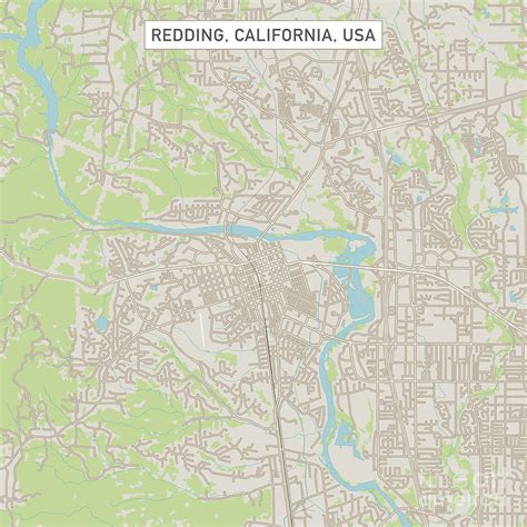 Redding California US City Street Map Digital Art by Frank Ramspott - Pixels