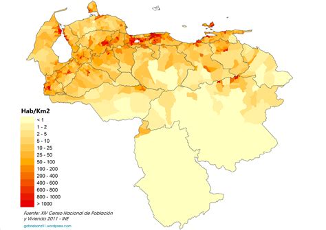 Population density of Venezuela by parroquias (parishes), 2011 | Parish ...