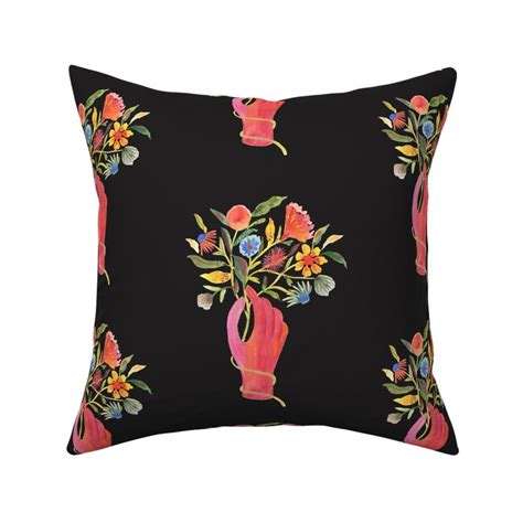 Nosegay Flower Bouquet - Black Fabric | Spoonflower