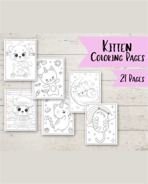 Kitten Coloring Pages Cute & Adorable Kittens Birthday | Etsy Dog Coloring Book, Coloring Pages ...