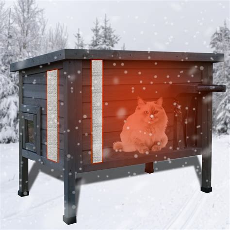 Outdoor Insulated Cat House Feral Cat Enclosure Cat Shelter Weatherproof for Winter with All ...