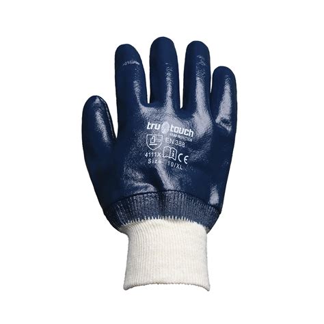 REBEL Tru Touch Blue Nitrile Heavy Duty Knit Wrist Gloves Size XL/10 - REBEL Safety Gear