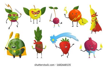 Set Fruit Characters Having Fun Birthday Stock Vector (Royalty Free) 1014108055