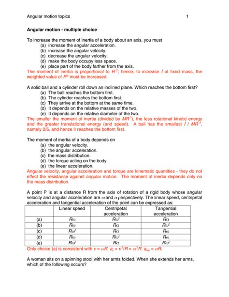 Angular motion topics 1 Angular motion