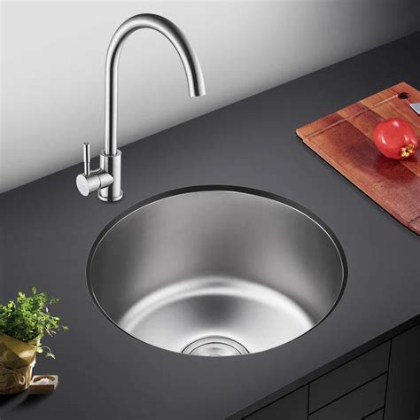 A1 304 stainless steel sink balcony bar kitchen round basin mini sink small single slot LU4261 ...