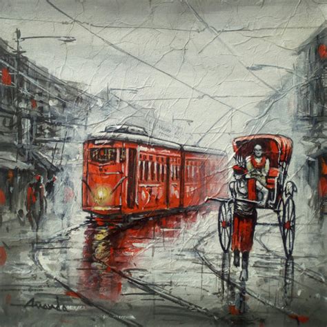 Buy Howrah Bridge Kolkata Handmade Painting by ARUNAVA RAY. Code:ART_5950_37593 - Paintings for ...