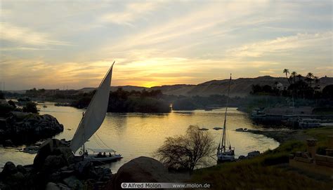 Photo of Sunset on Nile river. Aswan Assuan, Egypt