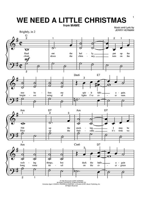 We Need A Little Christmas" Sheet Music by Jerry Herman for Big Note ...