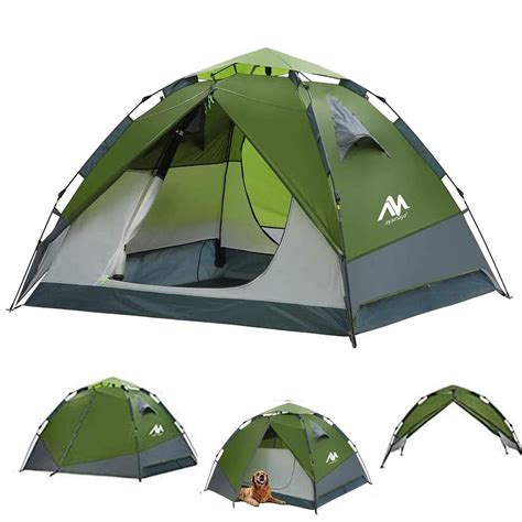 Pop up Camping Tents for 3-4 Person Automatic Setup, IC ICLOVER [2 in 1 Design] Double Layer ...