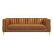 Kali Mid Century Modern Luxury Genuine Leather Tuxedo Couch in Cognac ...