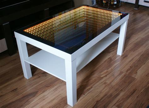 WHITE Table LED 3D Coffee Table Illuminated INFINITY MIRROR Effect Remote RF! • £239.00 ...