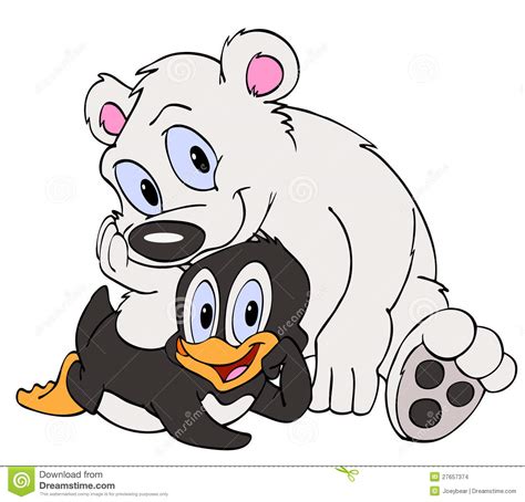 Amis De Pingouin Et D'ours Blanc Illustration de Vecteur - Illustration ...