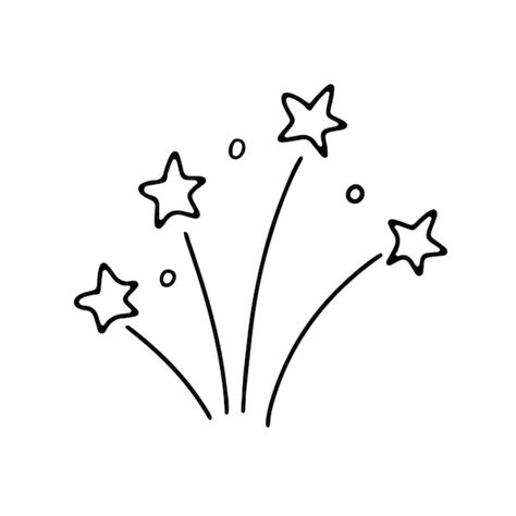 Premium Vector | Celebration clipart party time doodle stars hand drawn line icon firework for ...