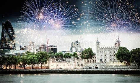 Celebration of the New Year in London, UK Stock Image - Image of bridge ...