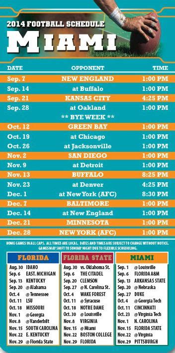 ReaMark Products: Miami Football Schedules