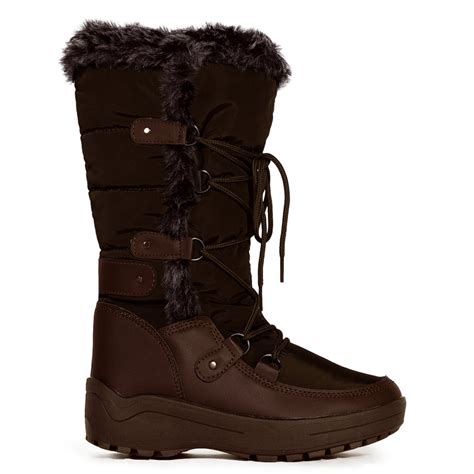 Waterproof Warm Fur Lined Cold Weather Snow Rain Boots BROWN – Room Of ...