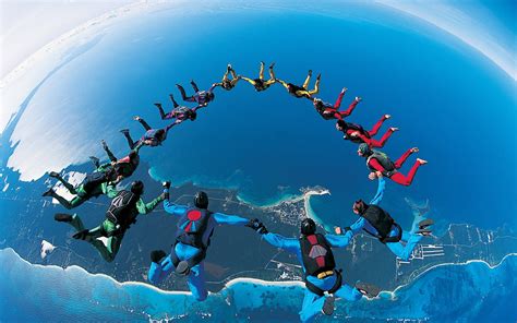 Download Extreme Sports Skydiving Group Wallpaper | Wallpapers.com