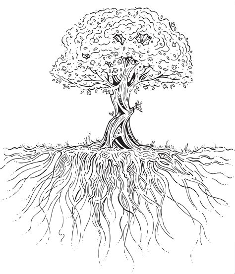 How To Draw Tree Roots Step By Step In 2022 Tree Drawing Drawings ...