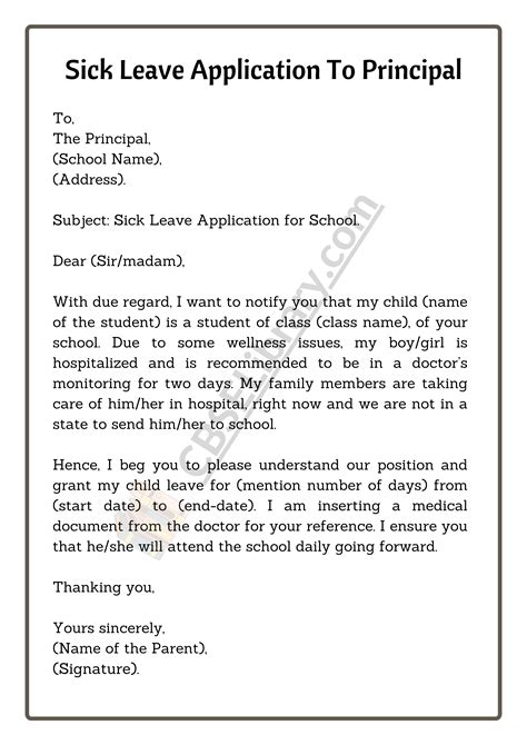 Sick Leave Application Format for School, College andu00a0Office | Tips, Format and Samples