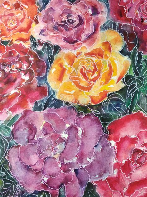 Pink Rose Watercolor Painting Flower Bud Square Picture | Etsy