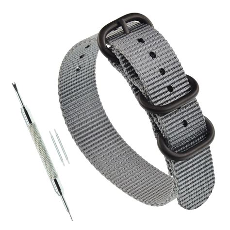 20mm Grey Men's One-Piece NATO Watch Bands Straps Replacement for Dive Watch : Amazon.in: Watches