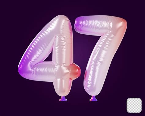 Premium PSD | Balloon number 47 rainbow 3d illustration