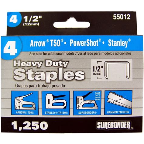 Heavy Duty Staples 1/2" Size #4 Narrow Crown, 1250pk - Walmart.com - Walmart.com