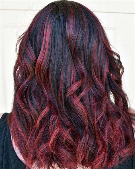 23 Ways to Rock Black Hair with Red Highlights - StayGlam