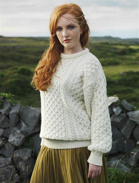 Irish Aran Wool Sweater, Womens Irish Sweater, Wool Sweater