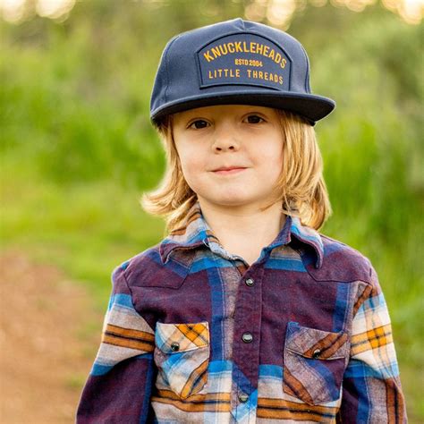 Navy-KH Kids Trucker Hat Round Snapback Flat Bill – Knuckleheads Clothing
