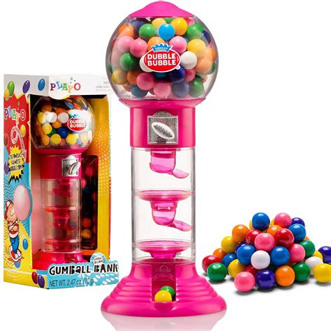 Playo 10.5” Spiral Gumball Machine For Kids with 40 Pcs Bubble Gum, Pink - Walmart.com