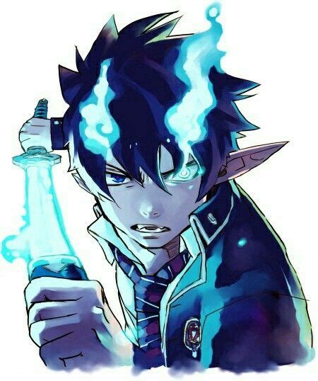 Okumura Rin, blue flames, flames of Satan, Kurikara, angry; Blue ...