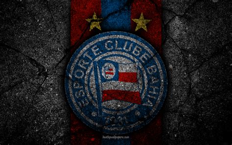 Download wallpapers 4k, Bahia FC, logo, Brazilian Seria A, soocer, black stone, Brazil, Esporte ...