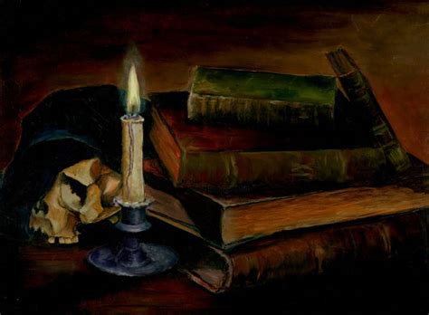 Memento Mori. Still life with old books Painting by Vita Schagen | Artmajeur