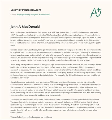 John A Macdonald Essay Example - PHDessay.com