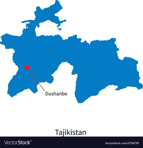 Detailed map of tajikistan and capital city Vector Image