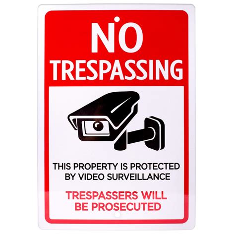 No Trespassing Sign, 18" x 12" | Reflective Video Surveillance Pre-Drilled Metal Industrial ...