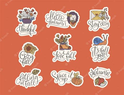 Premium Vector | Cozy fall vector lettering set hand drawn autumn quotes